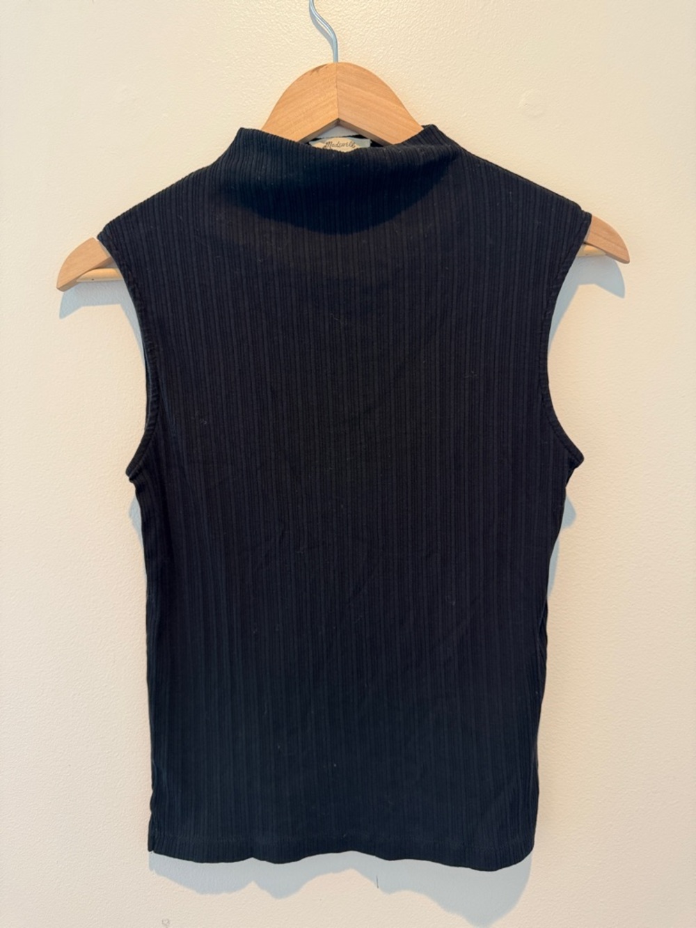 Madewell Black Sleeveless Ribbed Mock Neck Tank